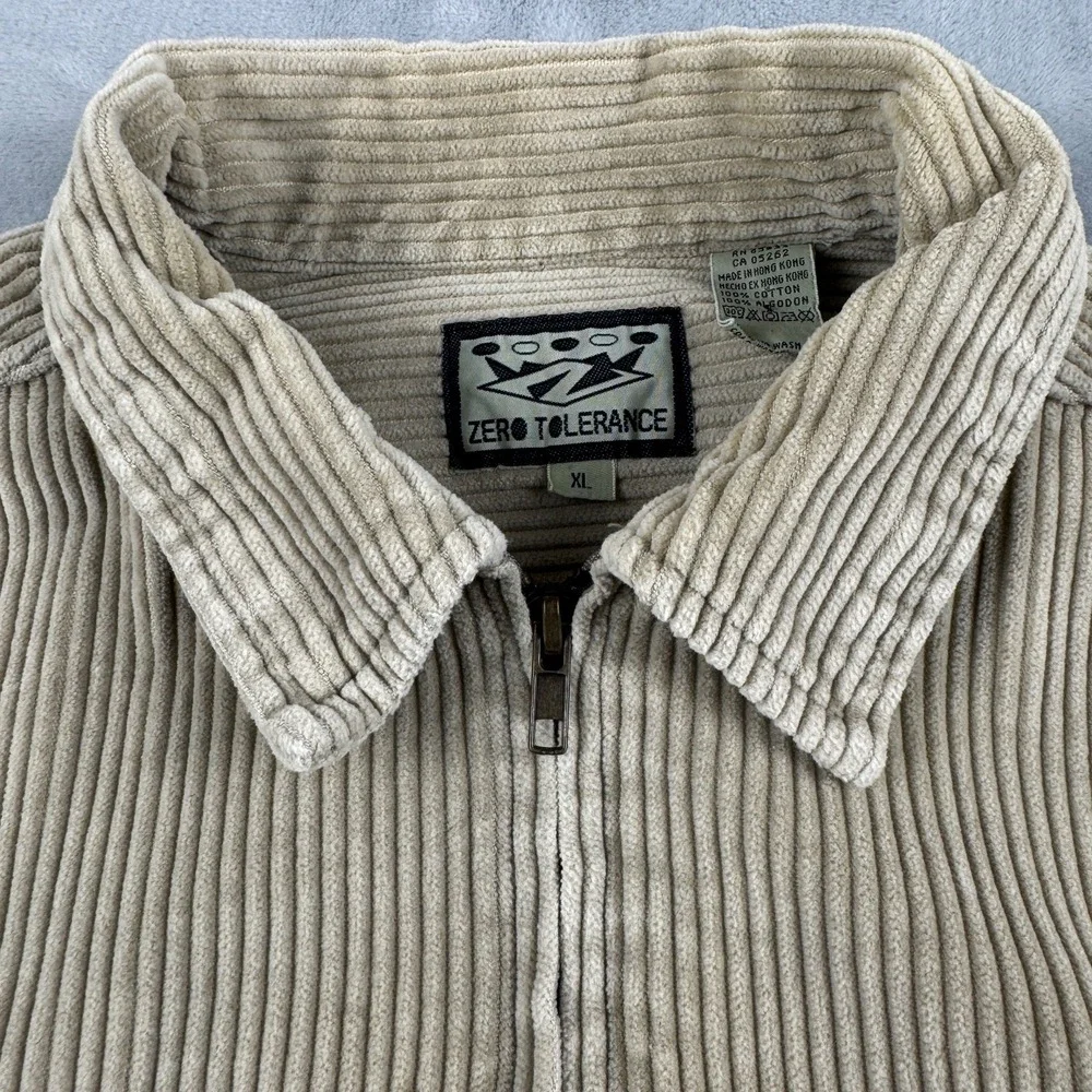 VINTAGE Y2K ZERO TOLERANCE Men's‎ Corduroy Long Sleeve Full Zip Shacket Size XL
